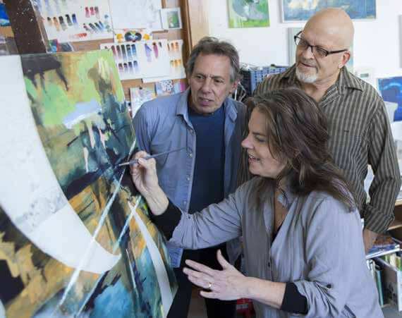 Chalkboard Studio artists (left to right), James Wolf, Jackie Reeves, Richard Neal, photograph by Julia Cumes.